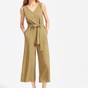 Everlane moss green belted jumpsuit